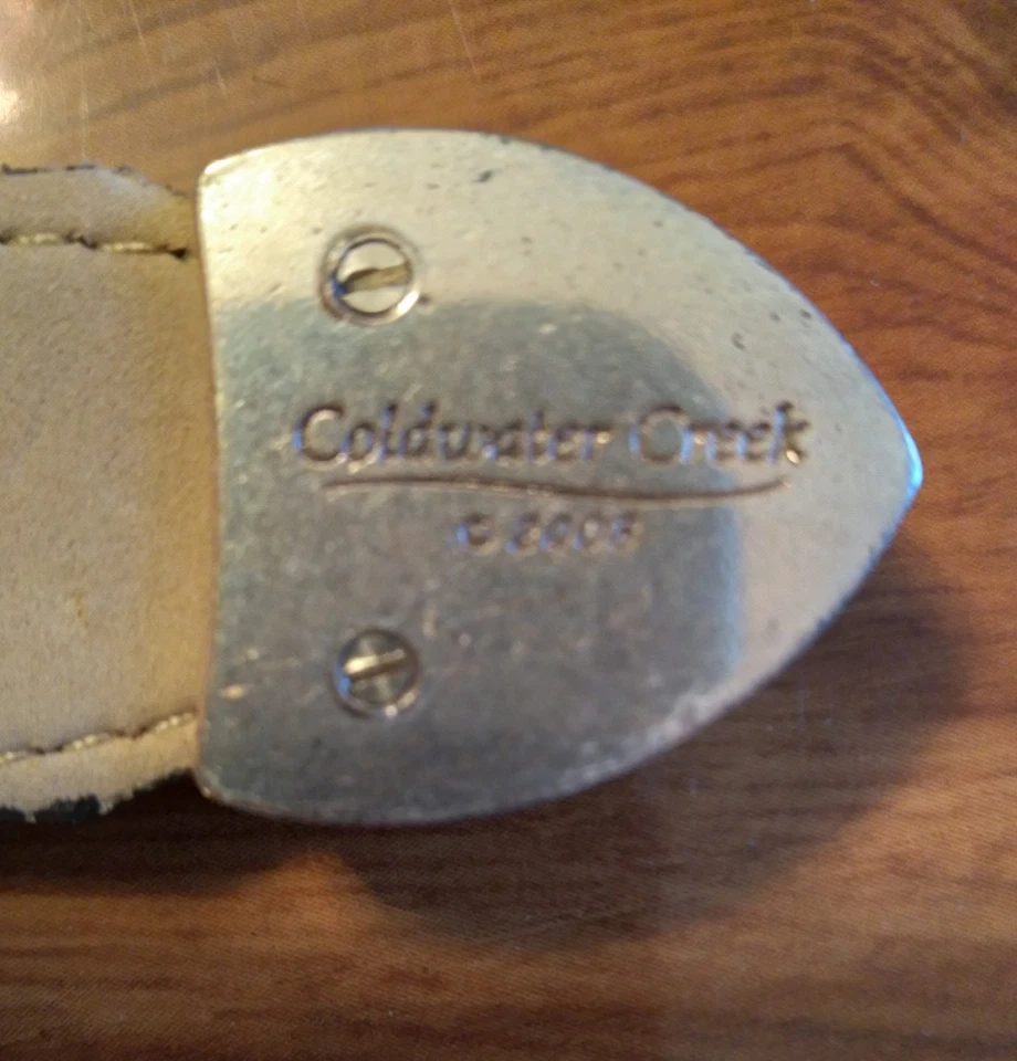 Женский пояс Coldwater Creek размер L 41 коричневый с серебряной пряжкой с тиснением под крокодила вестерн - Изображение 4 из 4