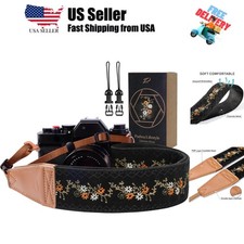 Camera Strap - 2" Full Grain Leather Ends Camera Straps for Photographers, Vi...