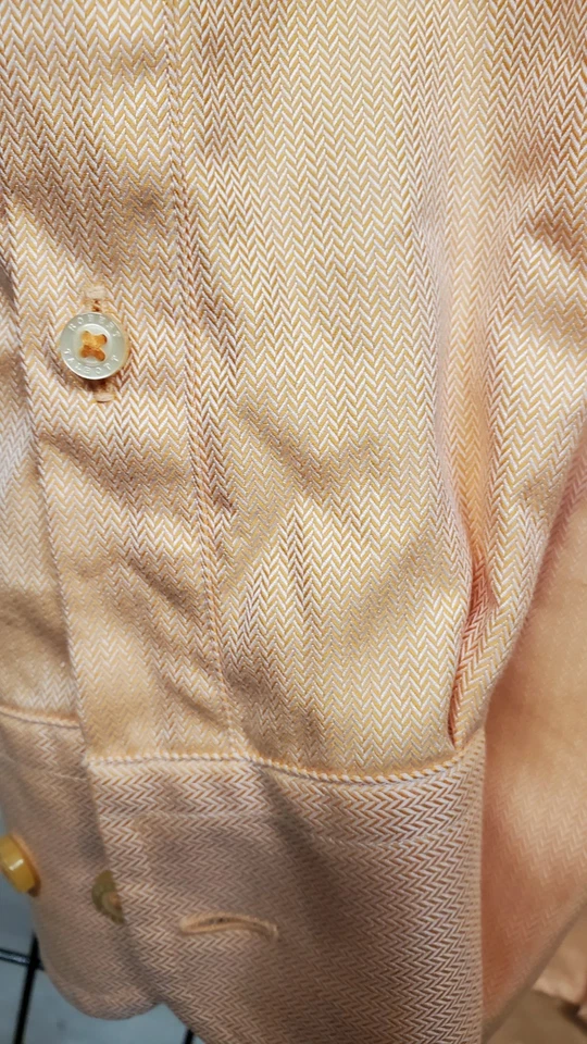 Camisa de vestir pequeña de sarga contemporánea melocotón Robert Talbott para hombre - Nueva sin etiquetas Foto 3 de 4