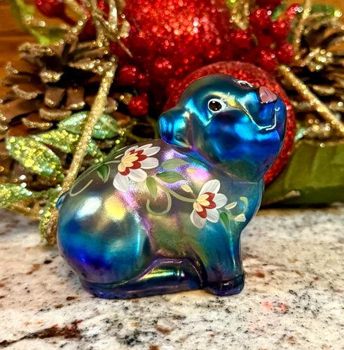 FAGCA Fenton**HP FLORAL FAVRENE PIG FIGURINE**2005...CC HARDMAN