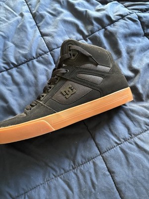 DC Men's Pure High-Top Shoes in black with a gum sole.