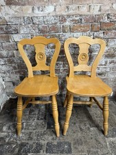 Pair Bullseye Dining Chairs Farmhouse Pine Country Kitchen Chairs 