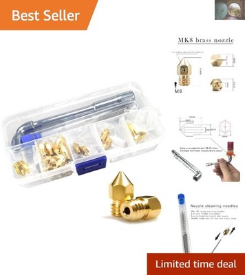 24-Piece MK8 Nozzle Set for Optimal 3D Printing - Tools & Storage Box Included
