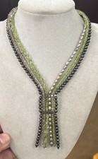 Vintage Sterling Silver Geniune Pearl Gemstone Multi Necklace