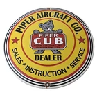 Vintage Piper Cub Aircraft Sign - Aviation Hangar Gas Airplane Porcelain Sign