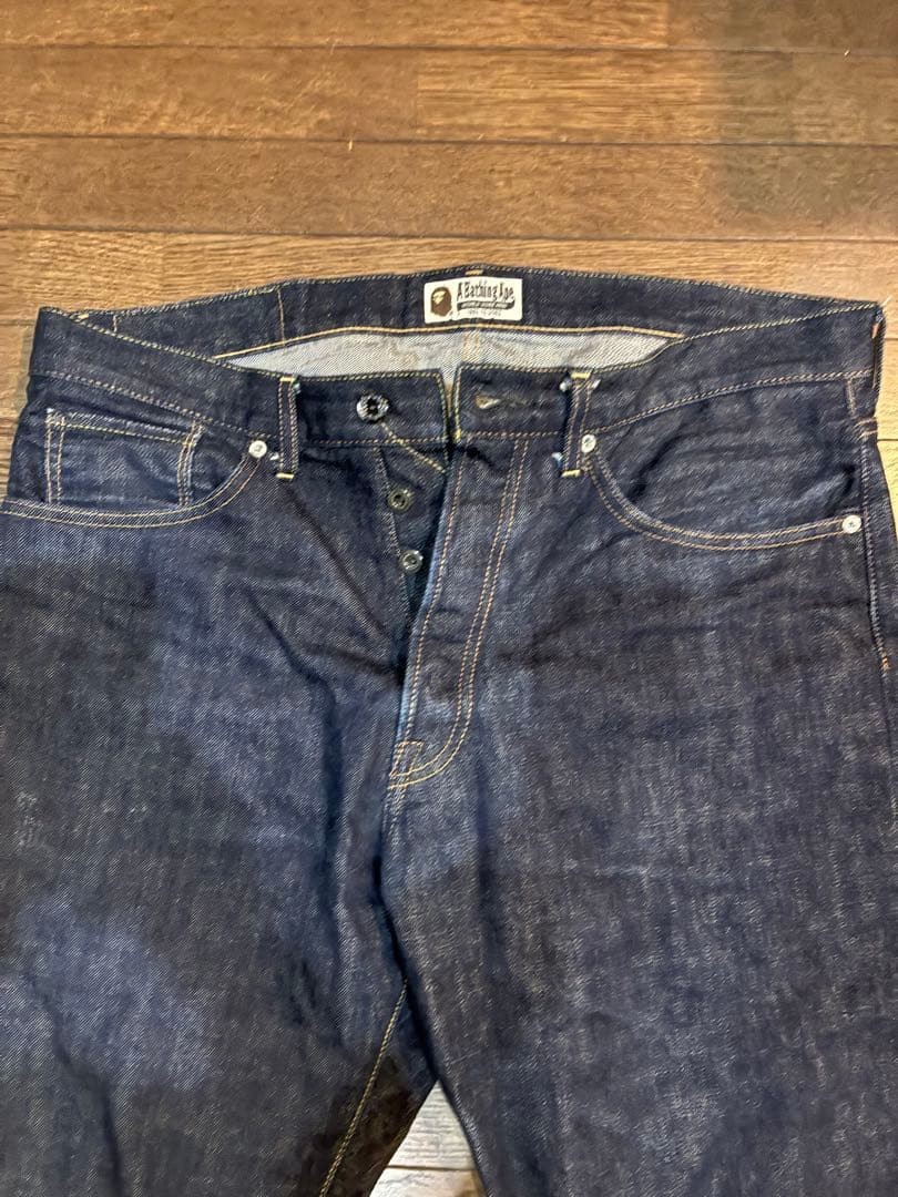 A BATHING APE Straight Denim Pants Jeans Navy XL Inseam 70cm BA0226133