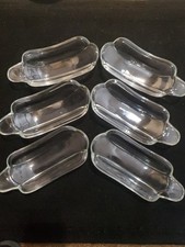 6 Vintage Clear Pressed Glass Banana Split Boats 1970s Indiana Glass Ice Cream!!