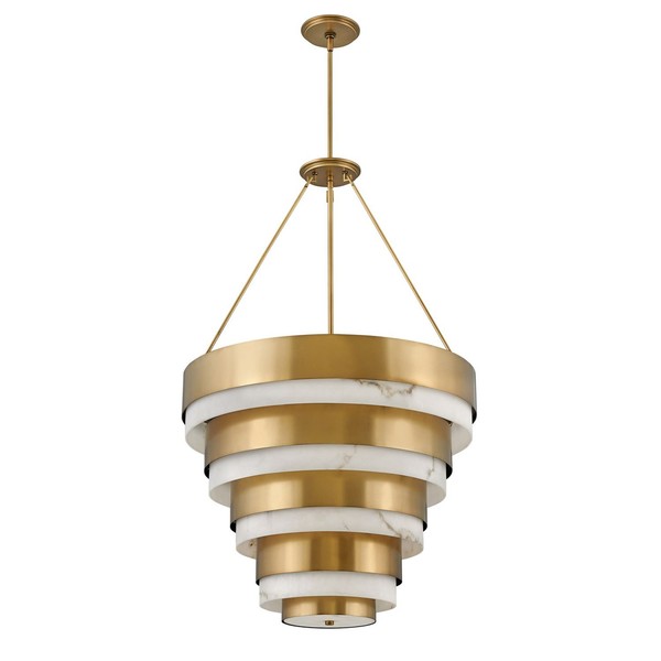 HäNgelampe Verstellbar Rund Ø 69,2Cm In Messing Antik E14 Art DéCo Pendelleuchte-image