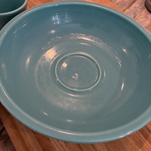 Fiestaware 2 piece Chip & Dip Bowl Fiesta Ware Turquoise Teal HLC - Picture 7 of 15