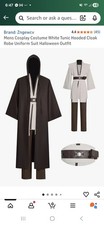 Anakin White Costume Adult Men Tunic Hooded Robe Halloween Cosplay Jedi Size Med