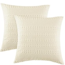 Waffle Weave Pillow Covers 24" x 24", 2 24" x 24" Pack of 2 Cannoli Cream