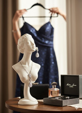 Martin James London Platinum Plated Silver Pear Drop Necklace Earring Set One Si