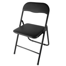Folding Chair Foldable Stool Metal Chairs Space Saving Padded Seat Back Rest UK