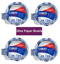 Dixie Ultra Disposable Paper Bowls, 20 oz, Multi-Color, 25 Count (4 Pack)
