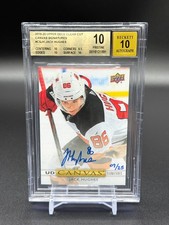 2019 Clear Cut Jack Hughes Canvas Signatures BLUE INK Rookie /25 BGS 10 PRISTINE