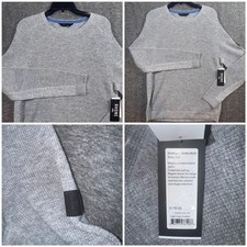 RHONE Mens Small Walden Waffle Knit Sweater Light Gray Wool Cashmere Blend NEW