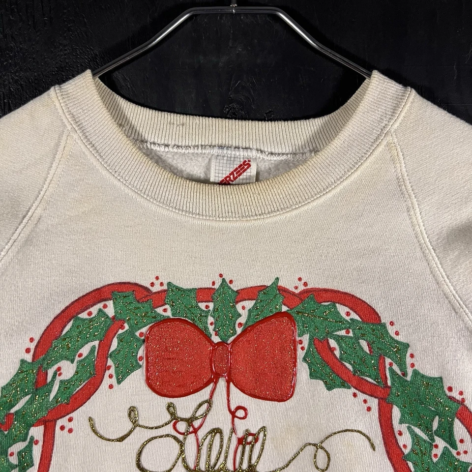 Sudadera vintage de los 90 Jerzees Navidad para mujer suéter cuello redondo vacaciones (XL) Foto 2 de 4