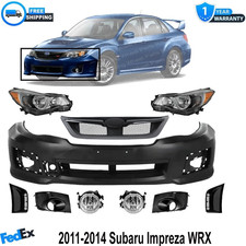 Front Bumper Cover Primed Headlight Assembly For 2011-2014 Subaru Impreza Wrx