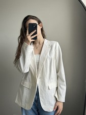 Studio Works Off-White Blazer Striped Liner Tailored Classic Jacket