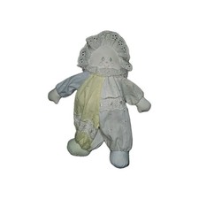 Vtg Eden Plush Cloth Girl Rag Doll Dress Bonnet Yarn Hair