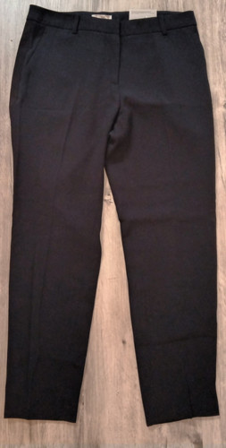 NEW WOMEN'S H&M Black Mid-Rise Straight Slim Stretch Ankle Trousers Pants, sz 8