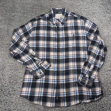 Weatherproof Vintage Shirt Men Large Blue Plaid Flannel Lumberjack Button Up