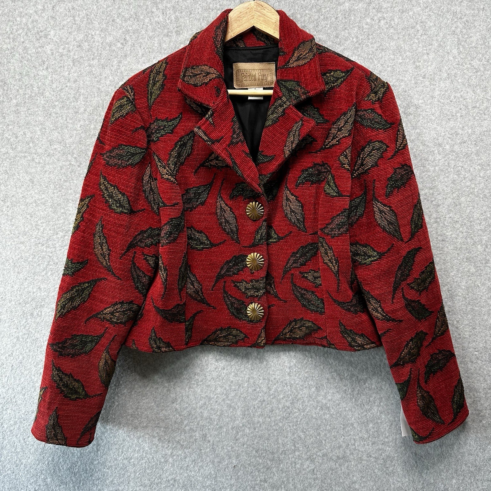 GIACCA CAPPOTTO ARAZZO PONY DIPINTO FOGLIE ROSSO MATTONE COTONE MEDIO MISTO POLI