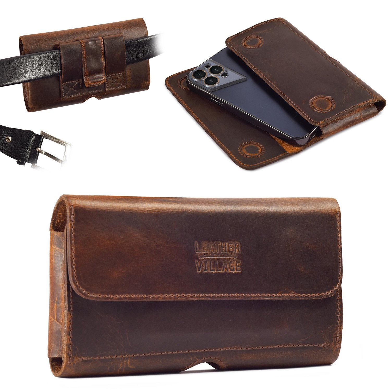 Leather Cell Phone Holster with Belt Clip,Phone Belt Holder Pouch Cover Case