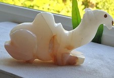 Vintage HandCarved Natural Onyx Camel &ndash; 6" Long, Solid Stone Ornament  Egyptian