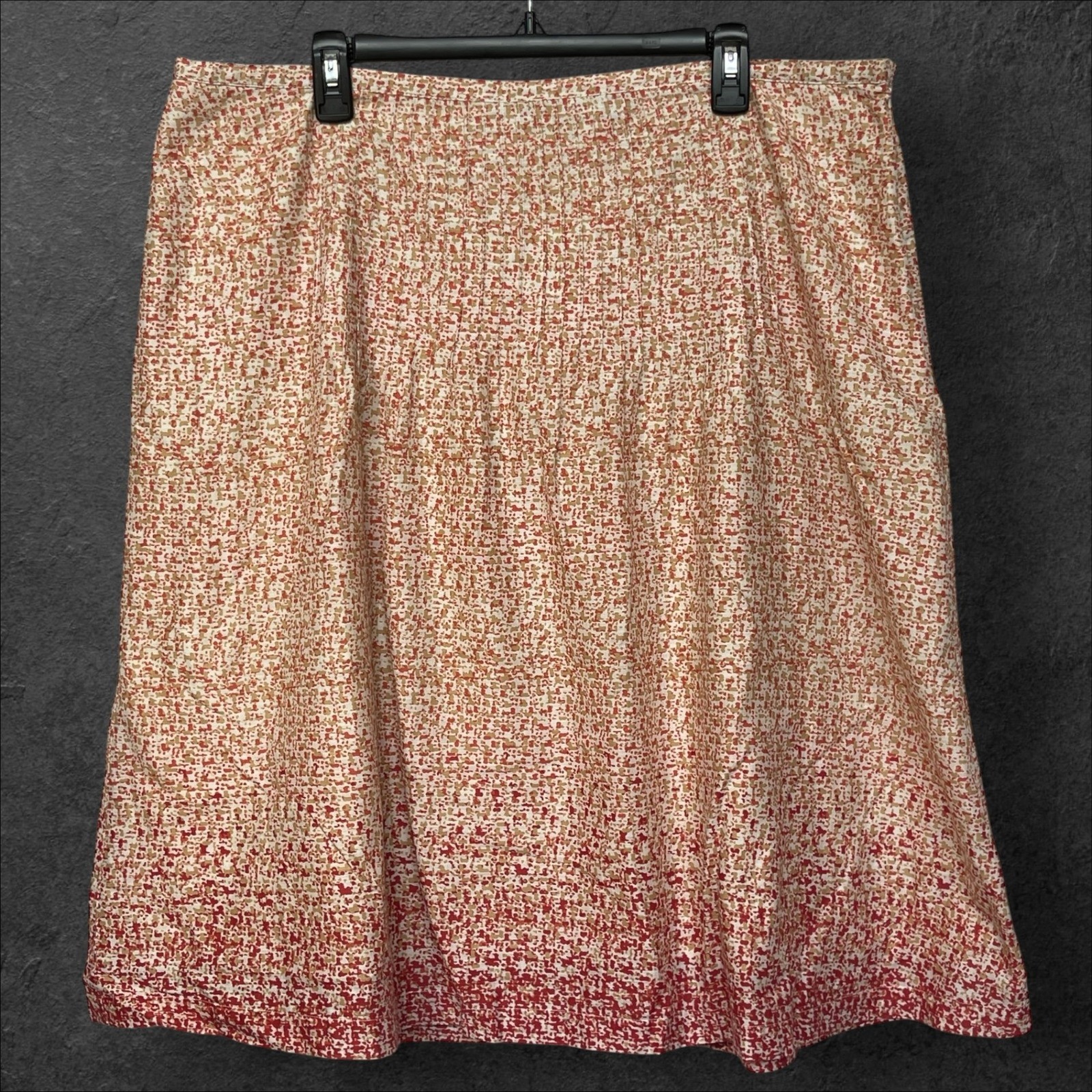 Eddie Bauer Womens Size 18 Cotton A-Line Skirt Orange Red Abstract Ombre Mosaic