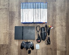Sony PlayStation 2 Slim Bundle-Official Controller + Cables + 16 Games - Working