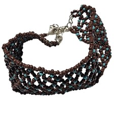 Handmade Boho Brown Turquoise Beaded Weave Bracelet Retro Fashion Jewelry Women