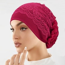 Bonnet Cap Beanies Hat Wrap Headwear Muslim Women Hijab Lace Head Wrap Cover Cap