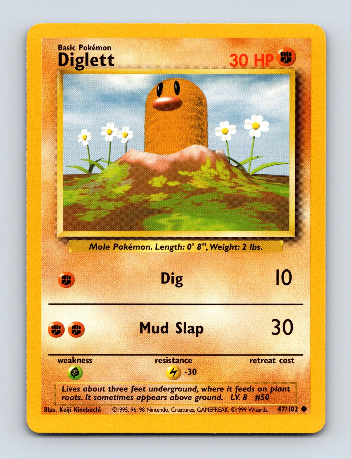 Diglett 047/102 Common Base Set Light Play Near Mint Pokemon Card