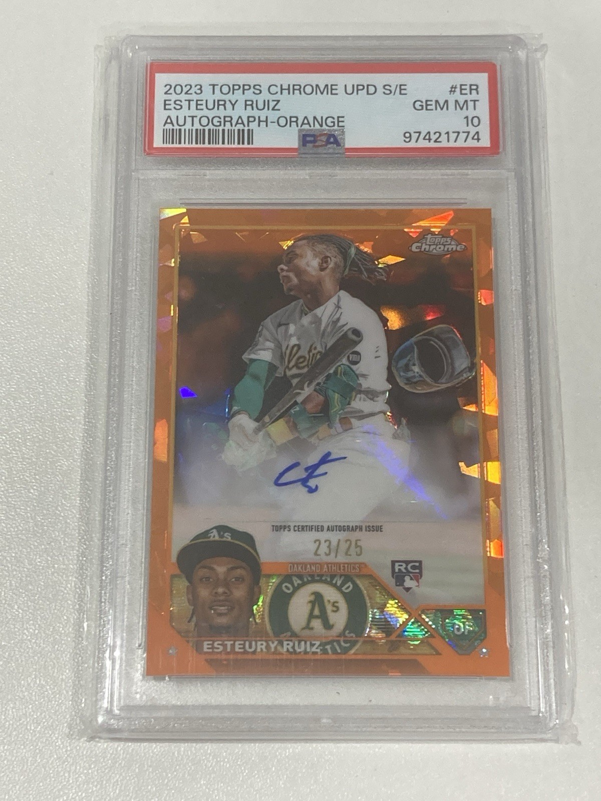 2023 TOPPS CHROME UPDATE SAPPHIRE AUTO ESTEURY RUIZ Orange /25 PSA 10