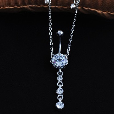 Fashion Surgical Steel Belly Button Waist Chain Navel Piercing Ring Body Jewe LN
