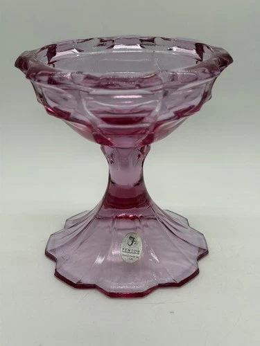 Vintage Fenton Dusty Rose Pink Valencia Candle Holder w/Sticker