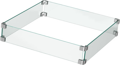 28''/32'' Glass Wind Guard for Propane Fire Pit, Fits 50,000 BTU Steel Outdoor Gas