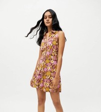 Urban Outfitters Tia Button Front Mini Dress Hippie Retro Floral 70s Size Medium