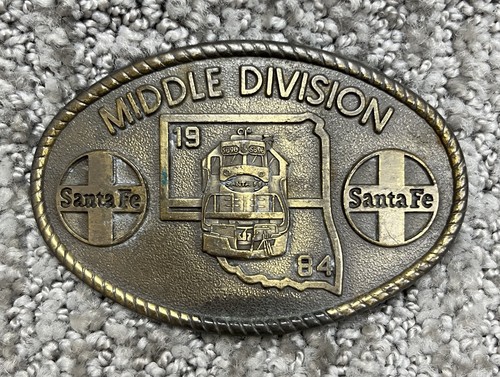 VTG Santa Fe Railroad Belt Buckle Middle Division 1984 Train 5696 Ltd Ed ATSF