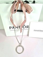 Pandora Moments  Medium' O ' Pendant Necklace , Great Condition With Packaging 