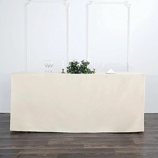 6 ft BEIGE FITTED POLYESTER TABLE COVER Wedding Party Tradeshow Tablecloth