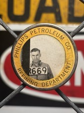 Vintage Philips Petroleum Co Employee Photo Badge Whitehead Hoag Pin back