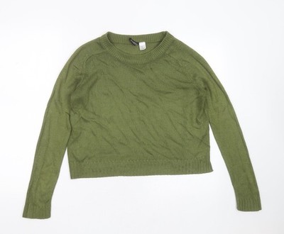 Divided by H&M Damen Pullover Pulli grün Rundhals Acryl Größe XS