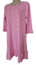 NWOT Lulu B Dress Retro Geo Floral Print Sz M Ruffled Hem Sleeves Beach