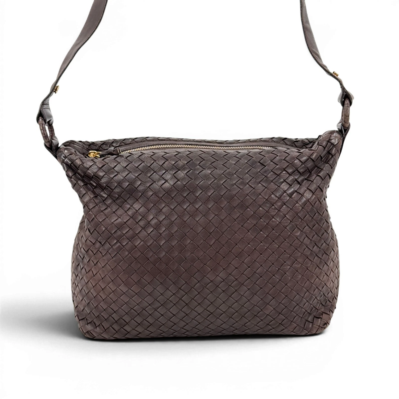 Bottega Veneta — BOTTEGA VENETA Intrecciato Patent Leather Brown Women Shoulder Bag