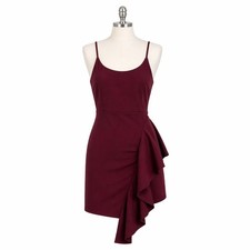Lulus Adelaide Burgundy Ruffle Bodycon Dress - Size L