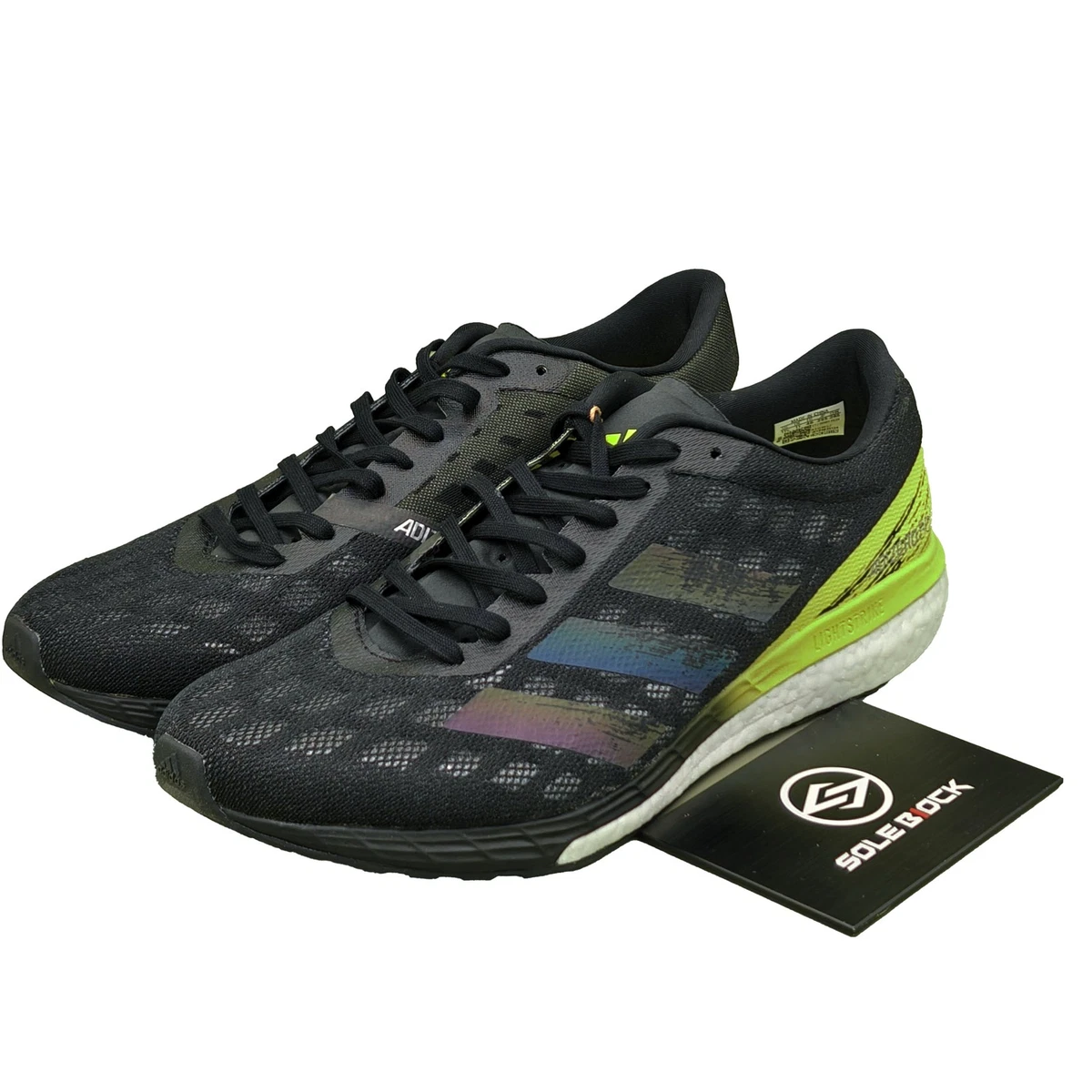 Adidas Adizero Boston 9 Black Signal Green Running Shoes Men’s Size 8.5 EG4657 Adidas Adizero Boston 9 Black Signal Green Running Shoes  main image 2