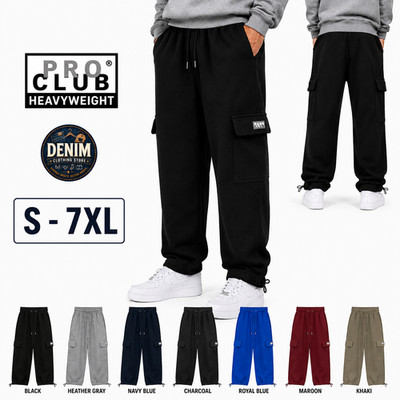 Pro Club Premium Heavyweight Fleece Cargo Pants S-7XL Relaxed Fit Sweatpants Men