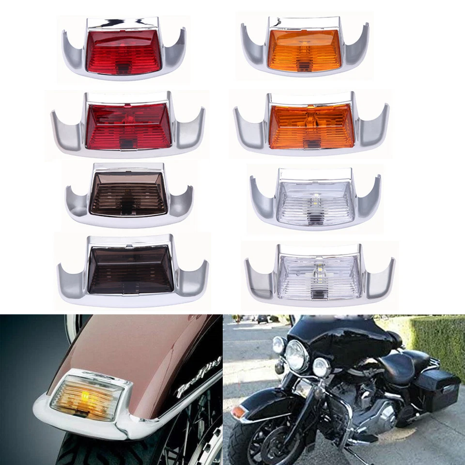 Guardabarros delantero/trasero punta luz LED guardabarros moldura para Harley Touring FLHT FLHR EE. UU. Foto 2 de 4